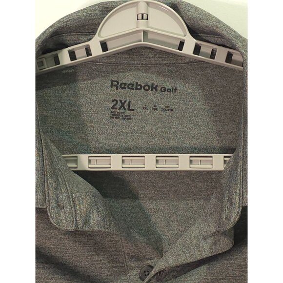 Reebok Golf Heathered Gray L/S Polo Shirt 2XL Men's Moisture-Wicking Fabric - Picture 2 of 10